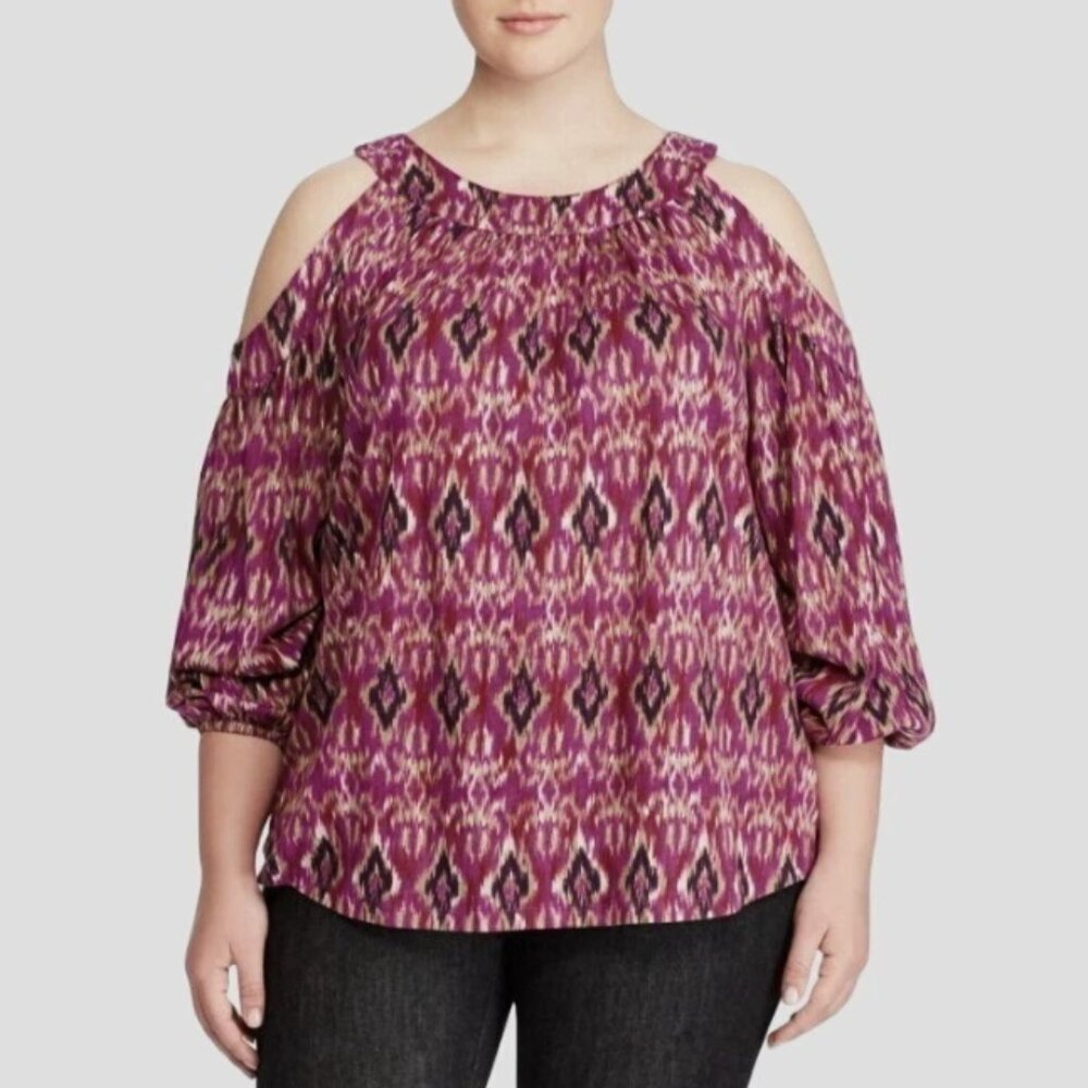 Lauren Ralph Lauren Ikat Print Off-The-Shoulder Jersey Top XL